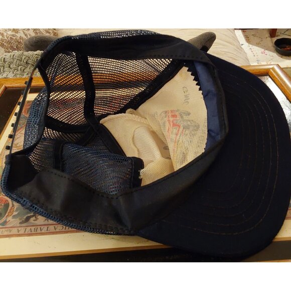 Van Buren GMC Truck Mesh Snapback Hat Navy & Red Logo Retro Style - Picture 5 of 7